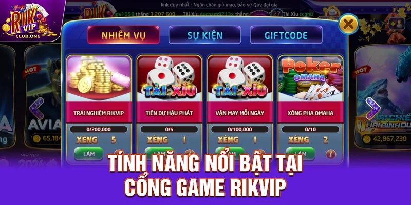 Tính năng nổi bật tại cổng game Rikvip